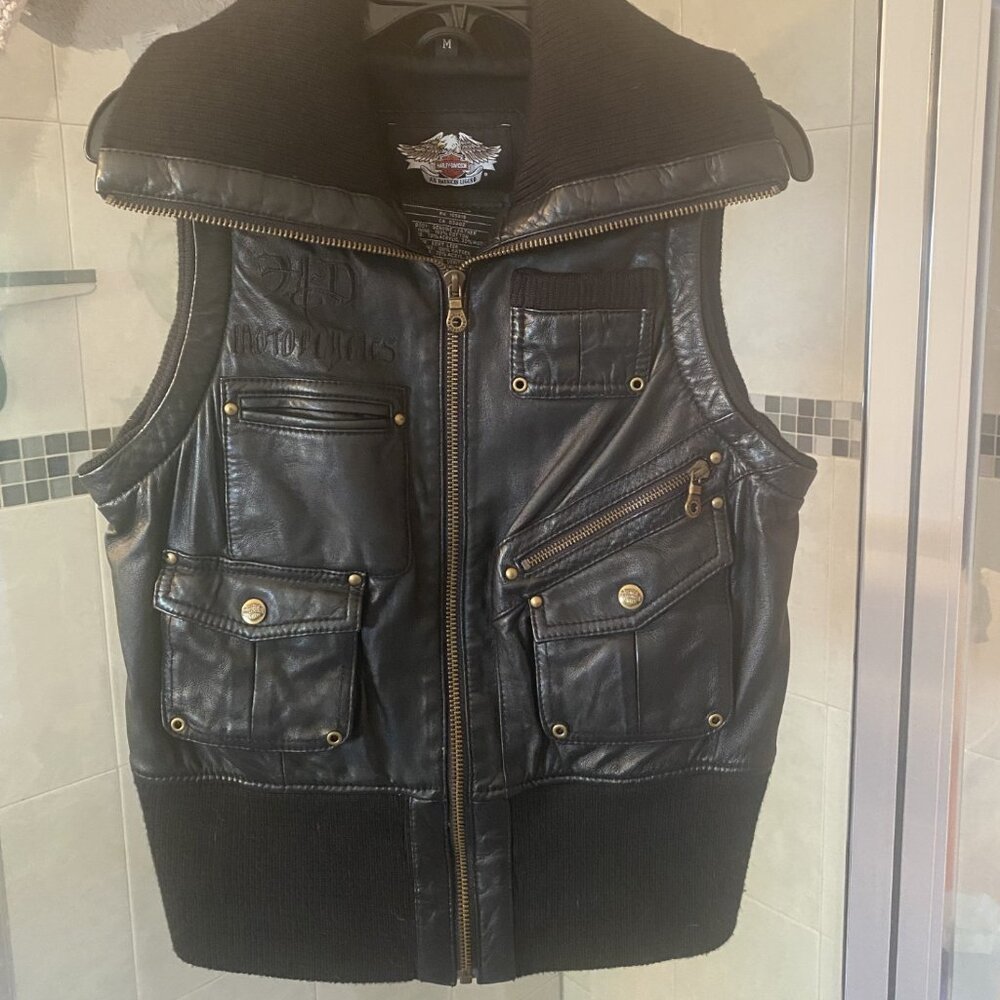 Harley Davidson Genuine Leather Vest Women Medium - Picture 10 of 11
